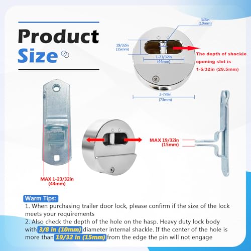 Pomunty 3 Pack Trailer Door Locks Keyed Alike Heavy Duty Hockey Puck Locks Reinforced Hidden Shackle Padlocks w/6 Keys Solid Steel Lock for Trailers Trucks Vans Shed Gates Garage by Pomunty - Image 2