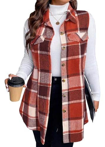 Mina Self Fall Flannel Vest Jackets for Women 2025 Plaid