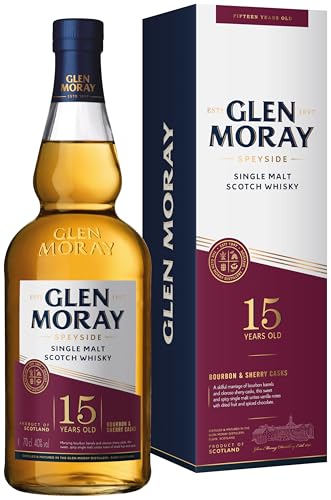 Glen Moray 15 Jahre | Schottischer Single Malt Whisky aus der Speyside | mit Geschenkverpackung | 1...