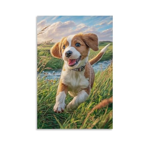 Cuadro en lienzo de perro lindo para decoracion de salon moderno 50x75cm