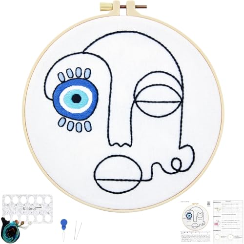 Image of Beginner Embroidery Starter Kits, Abstract Embroidery Kits for Beginners Adults, Stamped Cross Stitch Kits for Beginners Adults Craft Kits for Women, Entire Set of Embroidery Supplies & Video Tutorial