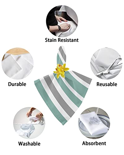 Servilletas de Tela Set de 4 Rayas Gris Turquesa 20x20 in miniatura 6