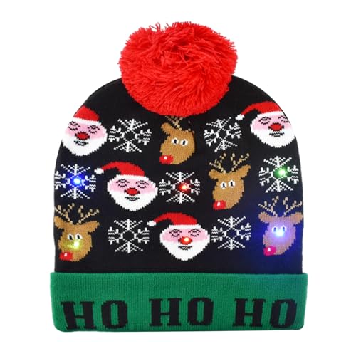 Beleuchtete Weihnachtsmütze 21 Colexy LED-Weihnachtsmütze LED Leuchten Strickmütze Weihnachten...