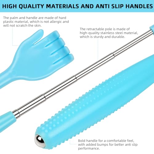 Image of WOVTE Back Scratcher, Portable Extendable Back Scratcher for Men Women Adults, Multifunctional Telescoping Back Scratcher Mens Gifts Stocking Stuffers Christmas Gifts for Men Women Adults(Blue)