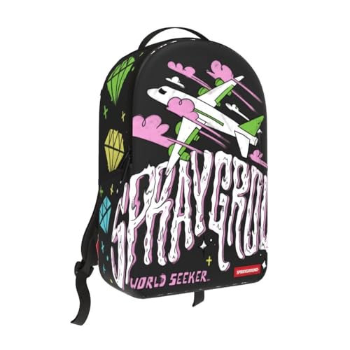 Sprayground World Seeker DLXSV Backpack, 18x6x11.5 Inches, Faux Leather, Multiple Compartments, Laptop Sleeve, Gold Hardware, Travel-Friendly