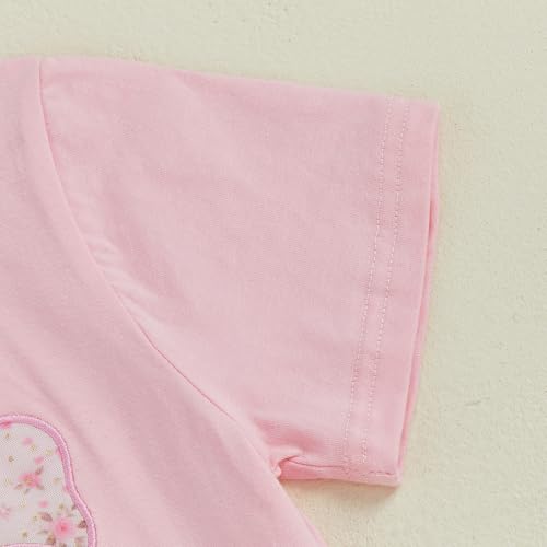 Image of Kayotuas Toddler Girl Summer Outfits Bow Embroidery Short Sleeve T-shirt and Sparkle Tutu Skirt Cute Sister Matching Dresses