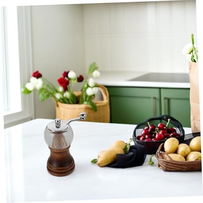 BESPORTBLE Manual Pepper Grinder with Crank Handle Portable Kitchen Tool for Spices Beans and Grains Lightweight and Easy to Clean for Bbq and Outdoor Camping Use