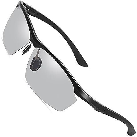 MOTELAN Unisex Photochromic Polarized Sunglasses For Men Women Sports Fishing Driver Metal Sunglasses Black Cover
