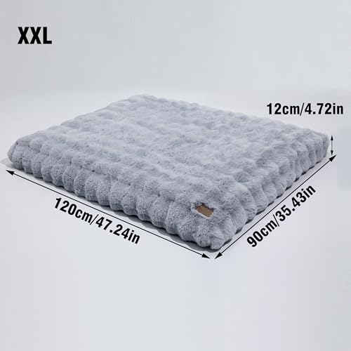 BingoPaw Hundebett Grosse Hunde waschbar: XXL Hundebetten flauschig Plüsch Hundematte für große Hunde, Hundekissen wasserdicht abnehmbar rutschfest, beruhigendes Haustierbett Grau, 120x90x12 cm