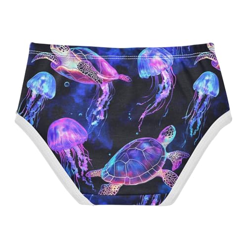 Wusikd Turtle Jellyfish Girls' Underwear Cotton Underwater Girls Briefs Soft Toddler Underwear 2T2