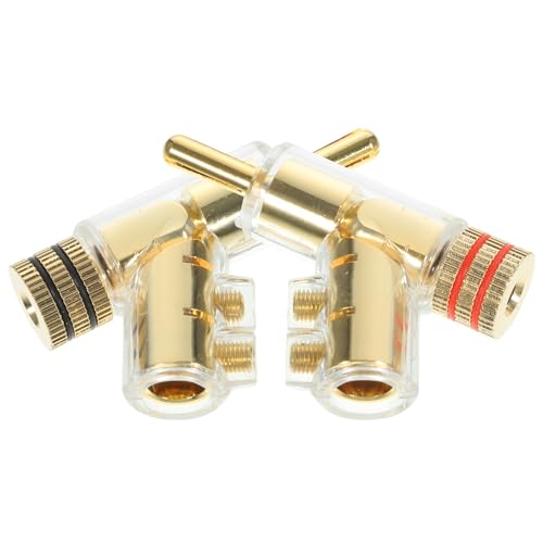 BUGUUYO 2個 角付きバナナプラグ ハンダ不要ロック式スピーカーケーブルコネクター 高耐久メッキ仕様 安定接続対応オーディオ機器用