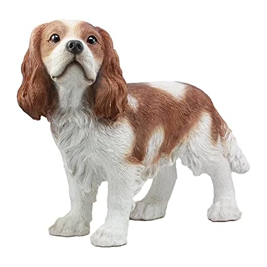 Ebros Large Lifelike Realistic Adorable Cavalier King Charles Spaniel Dog Statue 16" Long Fine Pedigree Dog Breed Collectible Decor with Glass Eyes