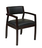 Office Star Napa Black Bonded Leather Seat and Back Guest Chair, Espresso Finish