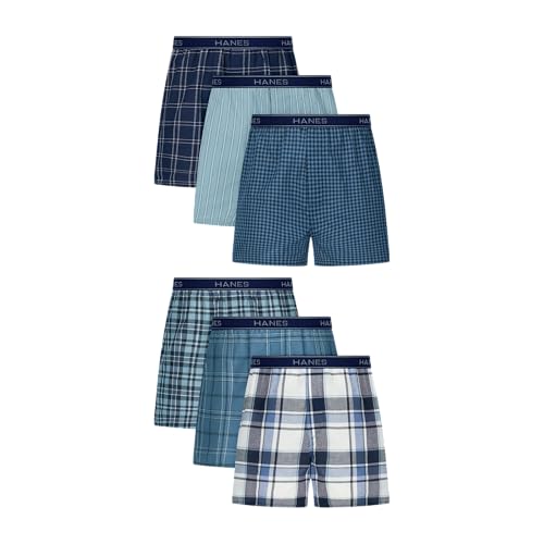Image of Hanes Men's Underwear Boxers Pack, Cool & Breathable Cotton Underwear, Moisture-Wicking Boxers for Men