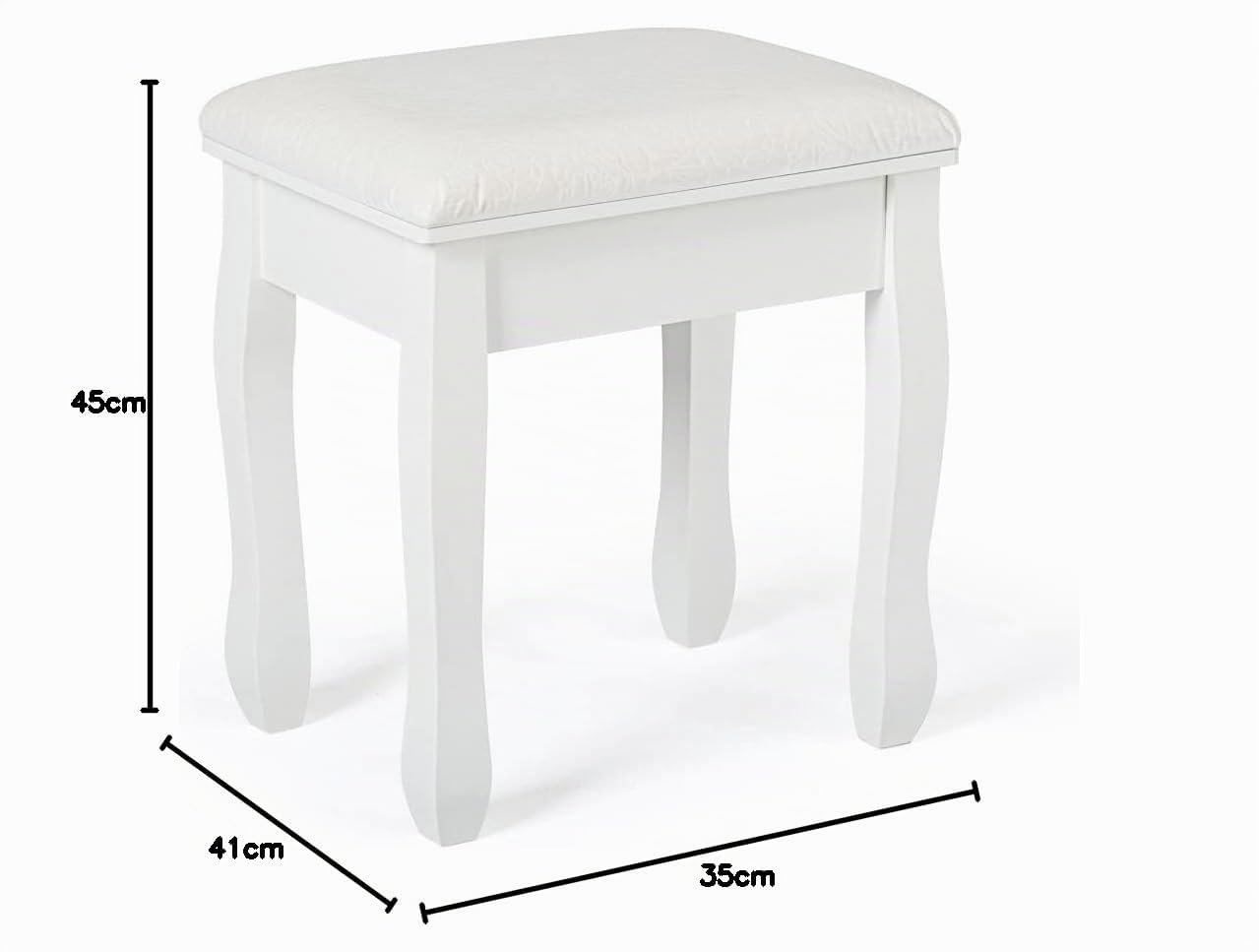 Mondeer Hocker Schminktisch, Schminkhocker, Sitzhocker Gepolstert, Rosenmuster Klavierhocker MDF Holz für Ankleidezimmer Schlafzimmer Eingang Flure, Weiß