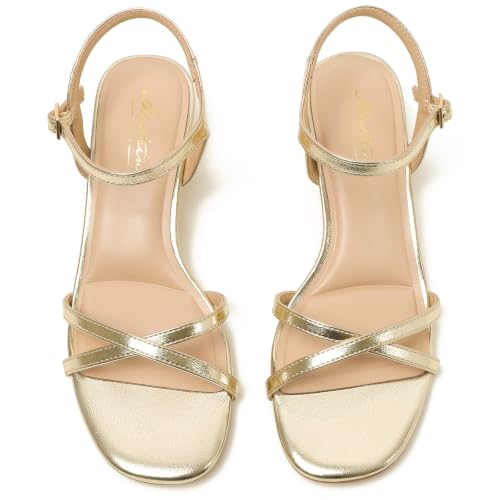 Image of Mostrin Strappy Heels for Women Ankle Strap Heels Women's Heeled Sandals for Party Prom Wedding