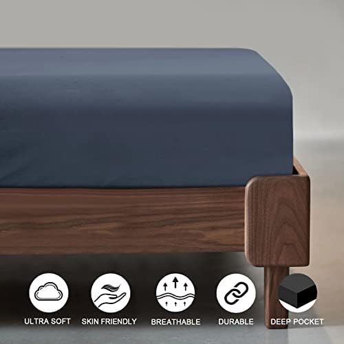 PHF Truly Velvet Fitted Sheet King Size, 1 Pack Luxury Super Soft Cozy Comfy Flannel Bed Sheets with 15'' Deep Pocket, Suitable for Fall Winter and Spring, No Pillowcases, Blue Greyish - Thumbnail 4