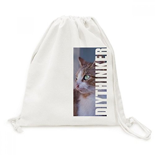 Toile drawstring backpack chat sauvage marron DIYthinker, sac à dos de sport et loisirs légers