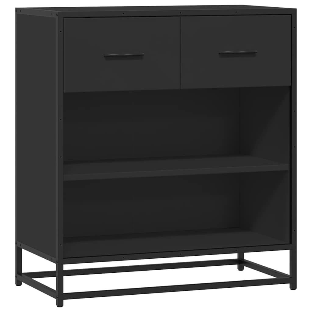 Komoda z materiału drewnopochodnego i metalu, czarna, 68x35x76 cm, stabilna szafka z uchwytami, duża przestrzeń do przechowywania, nowoczesna szafka boczna do przedpokoju, sypialni, kuchni i biura