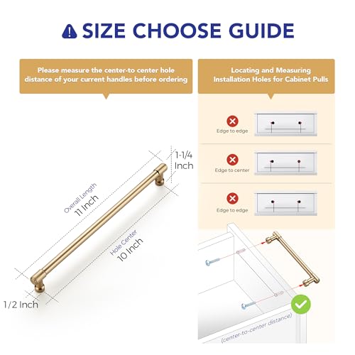 Image of Ravinte 5 Pack 10 Inch Hole Center Solid Kitchen Cabinet Handles Champagne Bronze Dresser Pulls Cabinet Drawer Pulls for Kitchen Cupboard Hardware