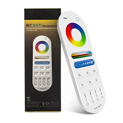 SEZO LM091 2.4G RF Fernbedienung Ersatz Kompatibel mit RGBCCT WB5 LM053 Helligkeit Farbmodus einstellbar LED Controller 4-Kanal 99ft Control Distance 4-Zone Group Control