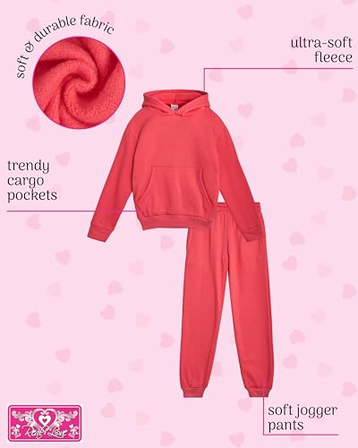 Real Love Toddler Girls Pants Set - 4 Piece Girls Jogger Sweatpants and Hooded Sweatshirt Youth Kids Activewear Set (2T-6)2