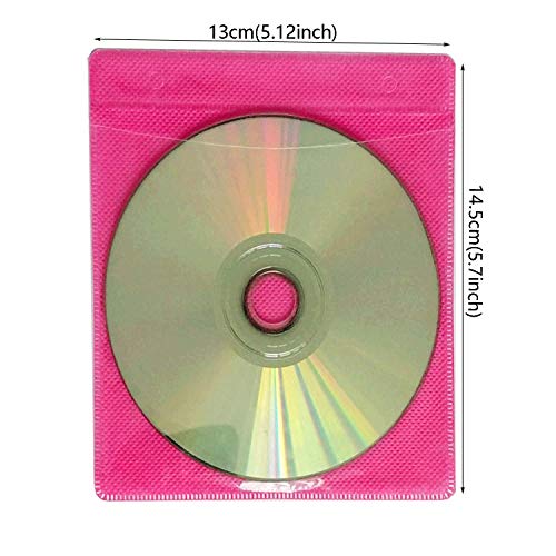 Haplives Cd/Dvd/Bluray Sleeves,Double-Sided Refill Plastic Sleeve For Cd And Dvd Storage Binders,100 Pack (Pink) #TOP1