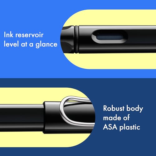 Image of Lamy Safari Black Fountain Pen Medium Nib with T10 Blue cartridge and Z28 Convertor