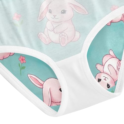 Panties for Girls, Cute Pink Rabbits Ears Teal Toddler Panties, Cotton Underwear Girls, 2T–8 Years4