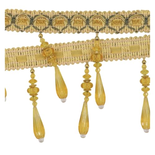 Cenefa con flecos de cuentas de cristal en forma de lágrima de 3 yardas para costura 6
