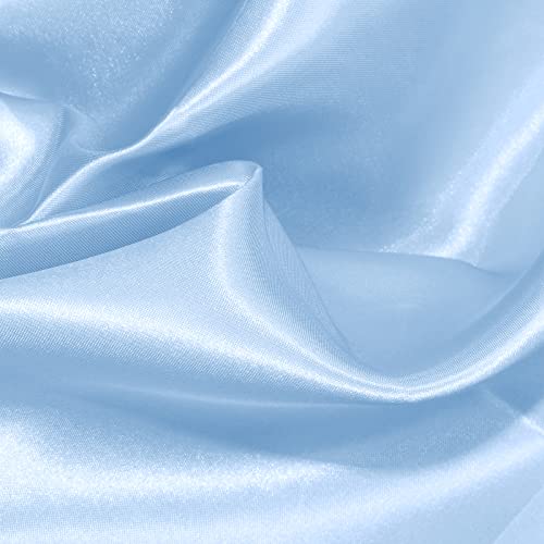 VACVELT Charmeuse Satin Fabric by The Yard, 60 Inch Wide Baby Blue Satin Fabric Shiny & Soft Cloth Fabric, Silky Satin Fabric for Bridal Dress, Wedding Decorations, Crafts, Sewing, Draping (1 Yard)