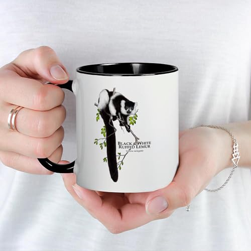 Taza de cerámica 11 oz blanca y negra miniatura 5