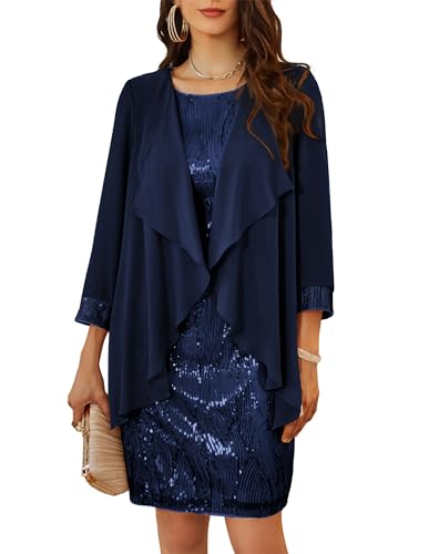 GRACE KARIN Damen Vintage Glänzendes Pailletten Ärmelloses Partykleid mit Rundhalsausschnitt Elegant Zweiteiliger Sommerkleid Dunkelblau L GRACE KARIN Damen Vintage Glänzendes Pailletten Ärmelloses Partykleid mit Rundhalsausschnitt Elegant Zweiteiliger Sommerkleid Dunkelblau L
