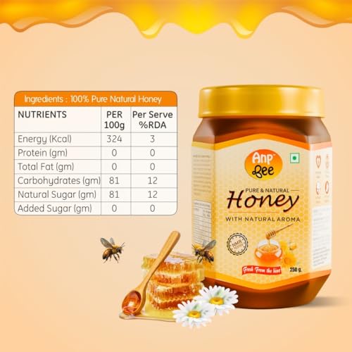 ANP BEE Raw Natural Honey I Supports Weight Loss I NMR Tested Unprocessed & Unfiltered Original Pure Honey I Multiflora Honey I Good for Heart Health I Plastic Bottle (Pack of 3, Honey 250gm)