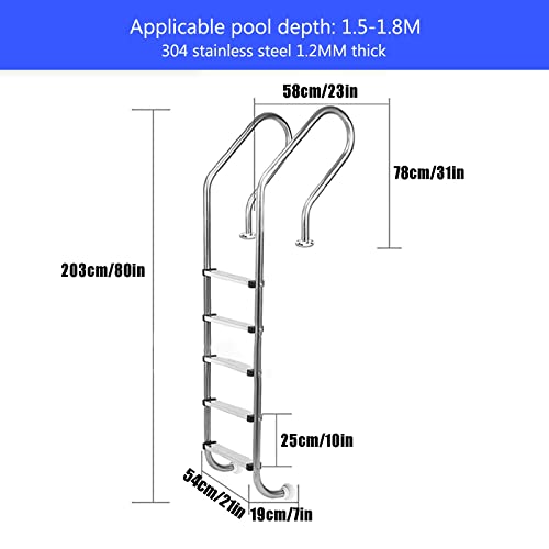 Escalera para piscina con barandal de acero inoxidable 5 peldaños antideslizante miniatura 2