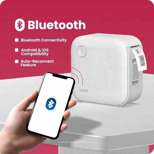helett® HE24 Wireless Thermal Label Printer Connect iOS & Android Via Bluetooth| Ideal for Home,School,Office & Small Business with 600 mAh Inbuilt... - Image 3