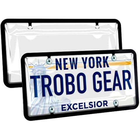 Trobo License Plate Covers And Frames, 2 Pack Unbreakable Tag Cover To Protect Car Front Or Rear Plates, Clear Bubble Design Novelty License Plate Shields, Fits All Standard US Plates, Screws Included Cover