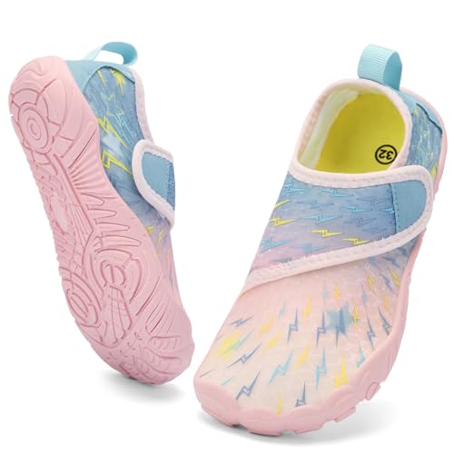 Image of Kids Water Shoes Boys Girls - Wide Toe Box Quick Dry Barefoot Shoes Breathable Non Slip Aqua Athletic Sneakers for Swim Beach Pool Kayak Hiking Sand Walking Travel Essentials (Little Kid /Big Kid)