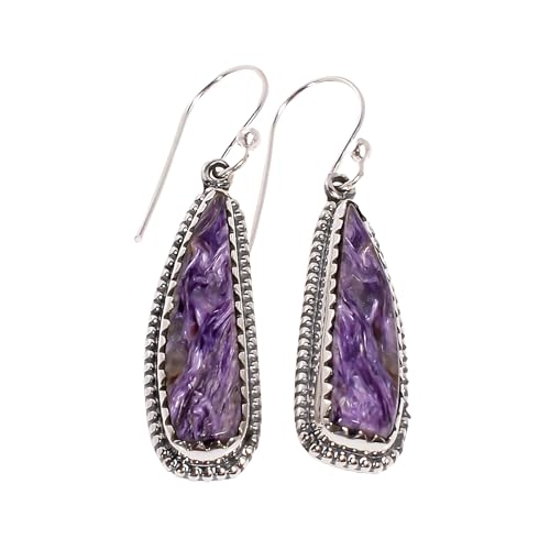 Natural Large Charoite Gemstone Earring...