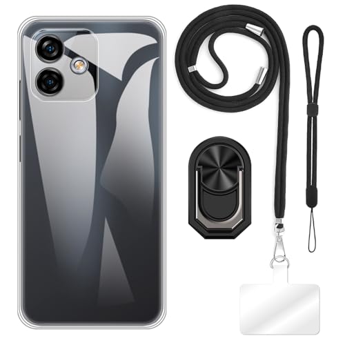 ESACMOT [4 in 1] �P�[�X Ulefone Note 16 Pro �Ƃ̌݊�������A�X�g���b�v�A���X�g�o���h�A�����O�t���A�ϏՌ��ی�J�o�[���s�p�Z�b�g (�u���b�N�Z�b�g)