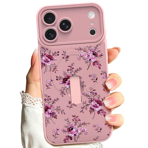 Coque iPhone 17 Pro MagSafe avec dragonne et motif floral chic