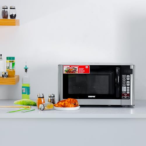 جيباس فرن ميكروويف رقمي سعة 40 لتر - تصميم انيق، 8 مستويات طاقة، تحكم بلمسة واحدة، ميزة الحمل الحراري، باب مقبض سحب، قفل للاطفال، شاشة رقمية، 1500 واط - GMO1898