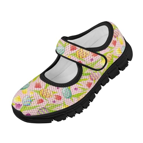 Girls Slip On Casual Shoes St. Patrick's Day Easter Shoes Comfort Non Slip Travel Walking Shoe Mesh Sneaker Black Sole US 11-15