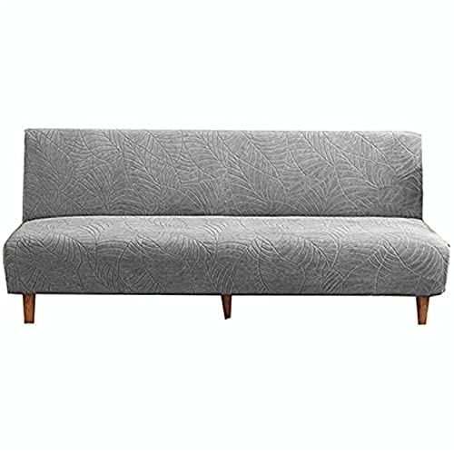 BXFUL Housse de canapé sans Bras,Pliant canapé-lit Extensible Housse de canapé Clic Clac Protect Jacquard Housse de Canapé pour Canapé sans Accoudoirs (160-190cm,Gris Clair)