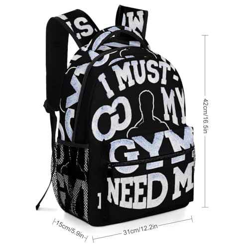 I Must Go My Gym Needs Me Unisex Backpack Casual Daypacks Lightweight Shoulders Bag for Camping Hiking Travel2