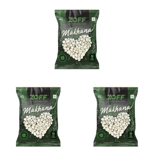 Image of Zoff Phool Makhana 100Gm | Super Crunchy & Roasted Fox Nuts | Handpicked & 100% Natural | Healthy Anytime Snack for All Ages (Pack of 3)