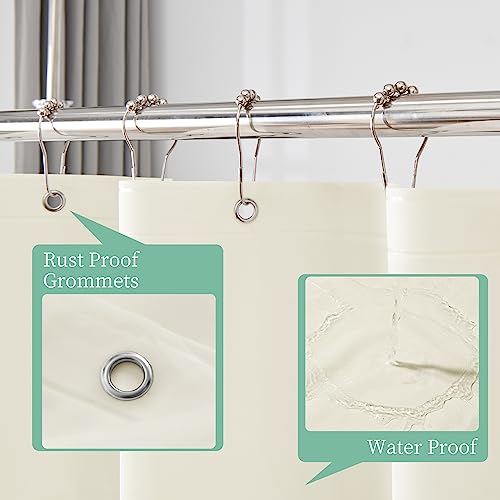 Image of Mrs Awesome Beige Shower Curtain Liner with 3 Magnets, 72x72 Premium Flexible Sturdy Plastic Shower Curtain for Bathroom Lightweight & Waterproof, Beige