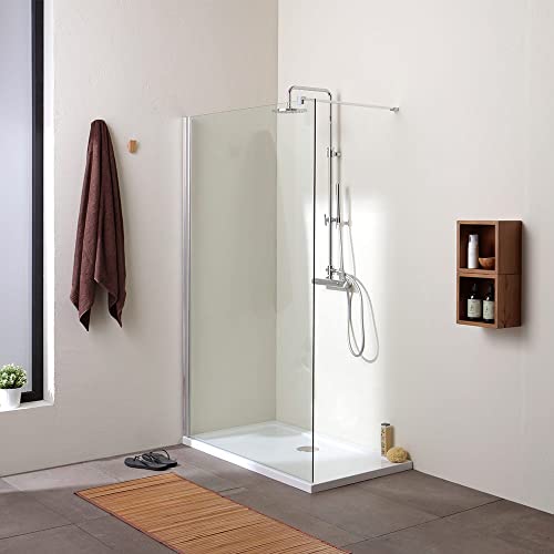 PAROI DE DOUCHE WALK-IN AVEC PAROI DE 110 CM EN VERRE TRANSPARENT 8 MM