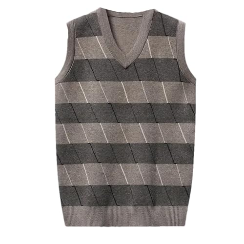 Men Spring Elegant Sweater Vest Casual V-Neck Sleeveless Business Work Knit Pullover Sweater Vest