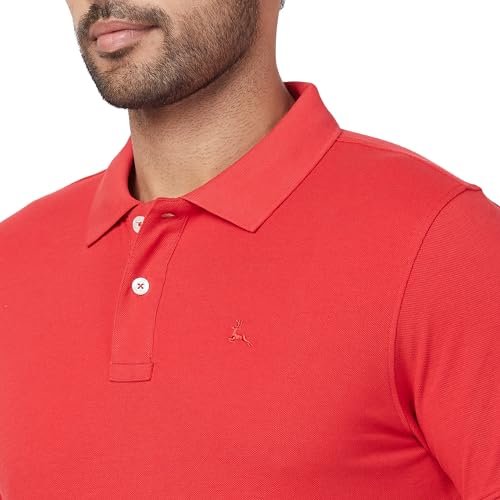 Image of Parx Men Regular Fit Solid Pattern Cotton Polyester Blend Half Sleeve Polo Neck Casual T-Shirt